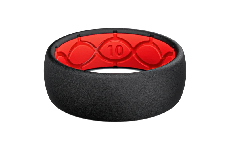 Solid Midnight Black &amp; Raspberry Red Ring